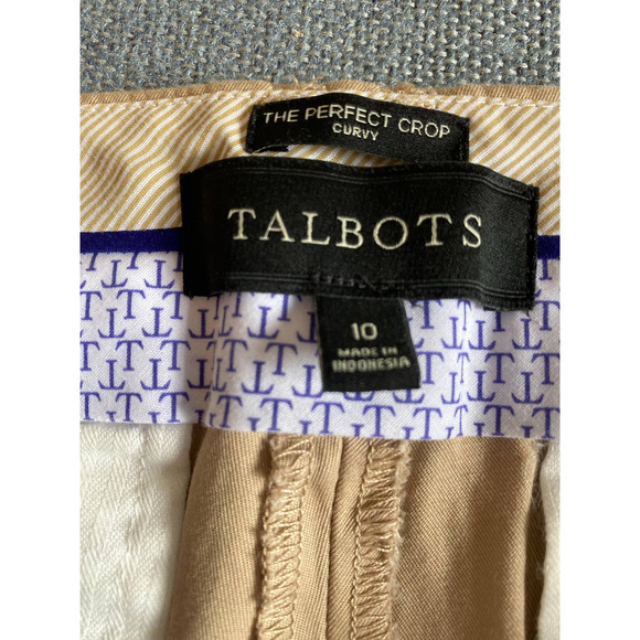 Talbots the Perfect Crop curvy fit Women’s pants size 10 tan cotton summer crop - Picture 7 of 13